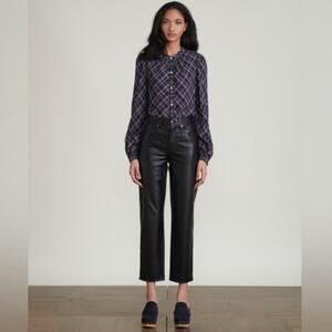 Veronica Beard Leather Straight Leg Pants Size 27